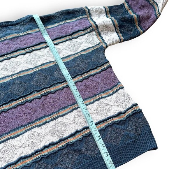 Vintage Concrete Sweater Men Size L 90s Pattern Coogi Style Ramie Blend Kint - Picture 8 of 9